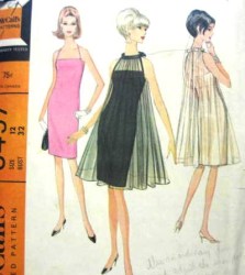 8497 MCCALLS 1966 SLIM STRAPPY DRESS, SHEER OVERDRESS PATTERN  16 36"